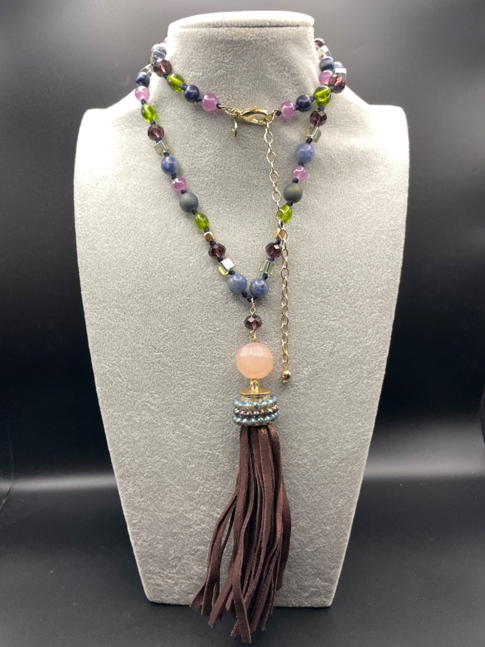 Chico's Long Multi Color Beaded Bohemian Tassel Necklace